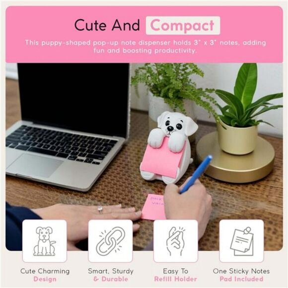 Dog Sticky Note Holder Resin Desk Organizer Cute Dispenser for Office Decor - Picture 3 of 7